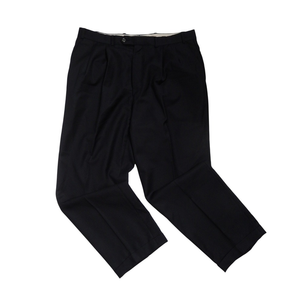Lauren Ralph Lauren Mens 36 Navy Blue 120s Wool Cashmere Pleated Cuffed‎ Pants